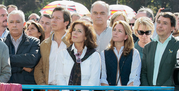 Arantza Quiroga junto con los dirigentes del PP en la manifestación de la AVT de ayer en Madrid