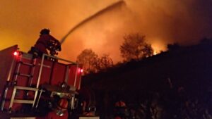 Personal de la UME en un incendio en Asturias.