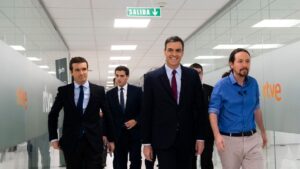 Pedro Sánchez, Pablo Casado, Albert Rivera y Pablo Iglesias