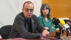El alcalde de Lleida, Miquel Pueyo, y Sandra Castro