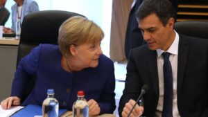 Pedro Sánchez y Angela Merkel.