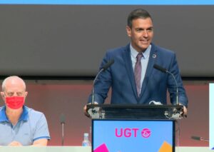 El presidente del Gobierno, Pedro Sánchez, en congreso de UGT.